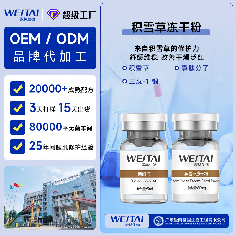 广东微肽生物 积雪草冻干粉OEM/ODM 祛痘修护冻干粉源头工厂